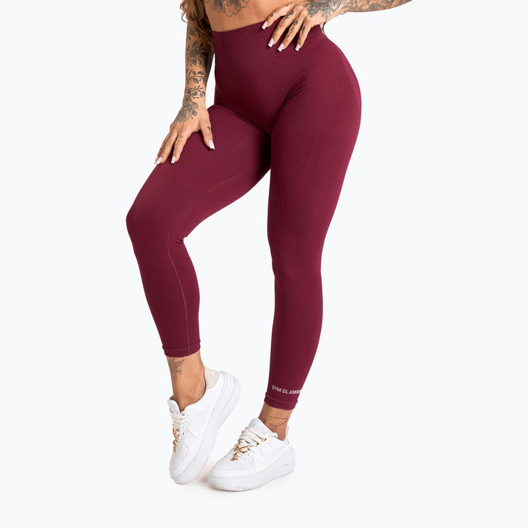 Legginsy treningowe damskie Gym Glamour Push Up 2.0 merlot