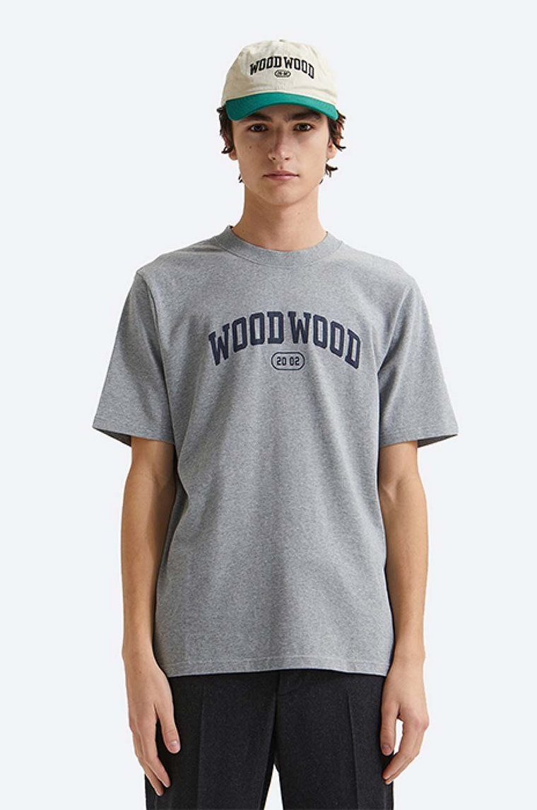 Wood Wood t-shirt bawełniany Bobby IVY T-shirt kolor szary z nadrukiem 12135703.2489-GREYMEL