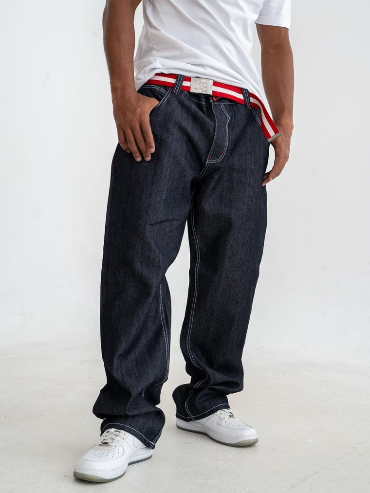 Spodnie Jeansowe Męskie Czarne / Czerwone Royal Blue Cross Pocket