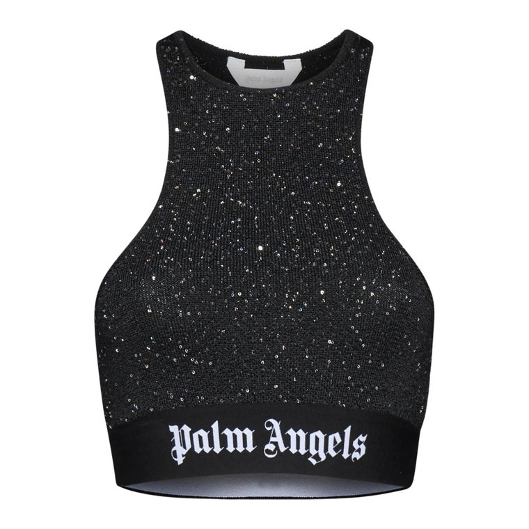 Czarny Top z Nazwą Stylu/Modelu Palm Angels