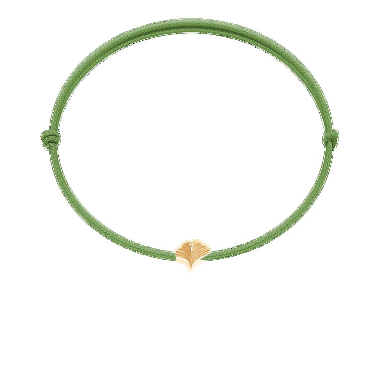 Bransoletka z pozłacaną Ginko Etincelle na cienkim sznurku w kolorze zielonego jabłka