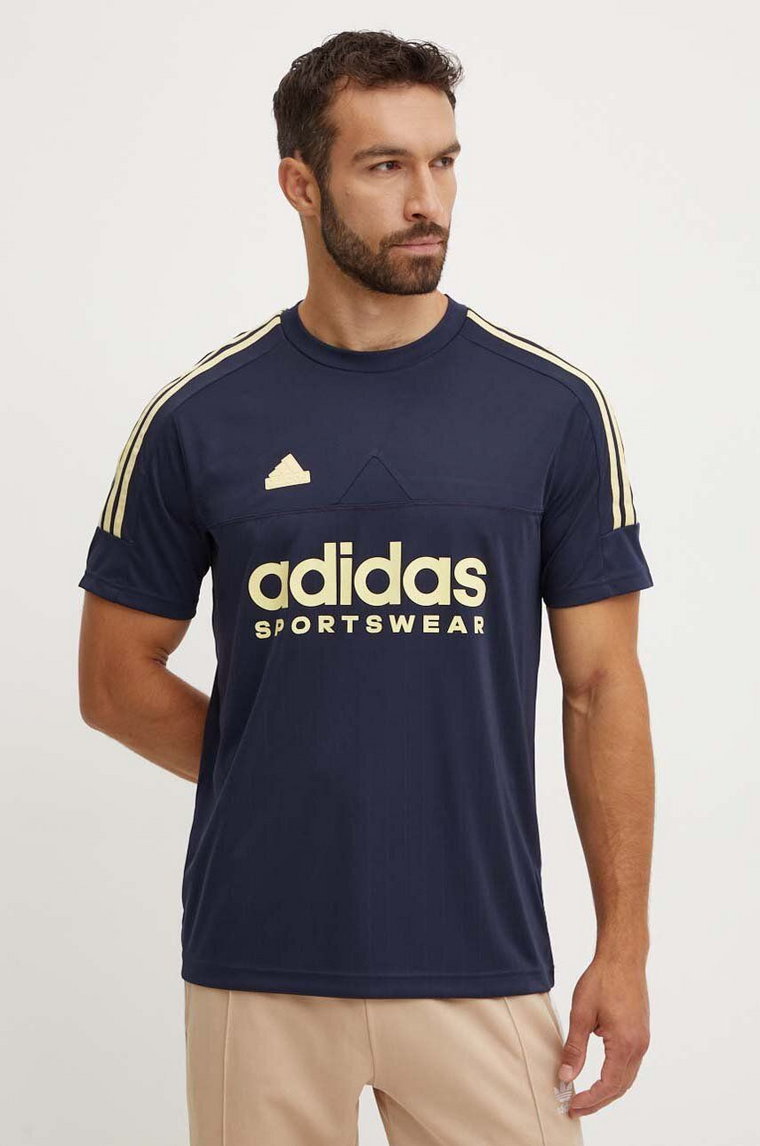 adidas t-shirt Tiro męski kolor granatowy z nadrukiem IW5960