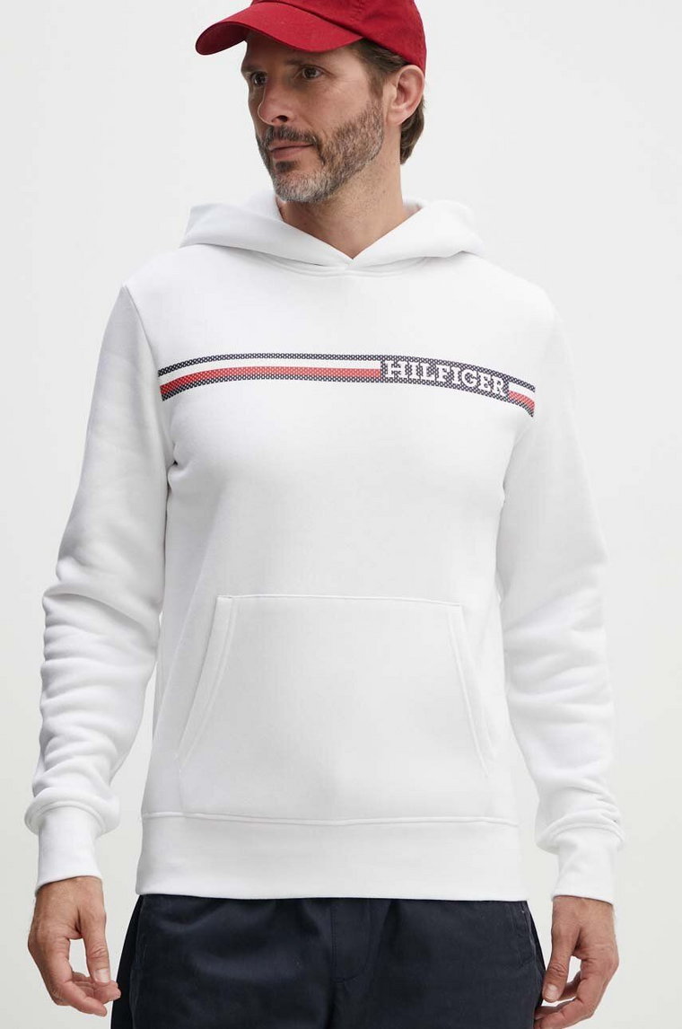 Tommy Hilfiger bluza męska kolor biały z kapturem z nadrukiem MW0MW36737