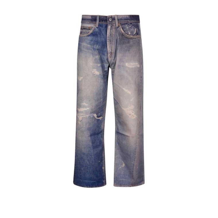 Oversize Trompe l'oeil Distressed Niebieskie Jeansy Our Legacy