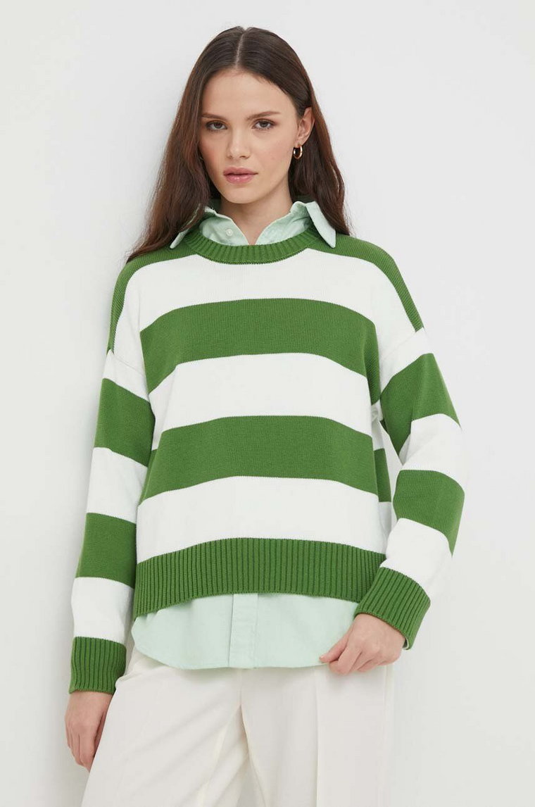 United Colors of Benetton sweter bawełniany kolor zielony