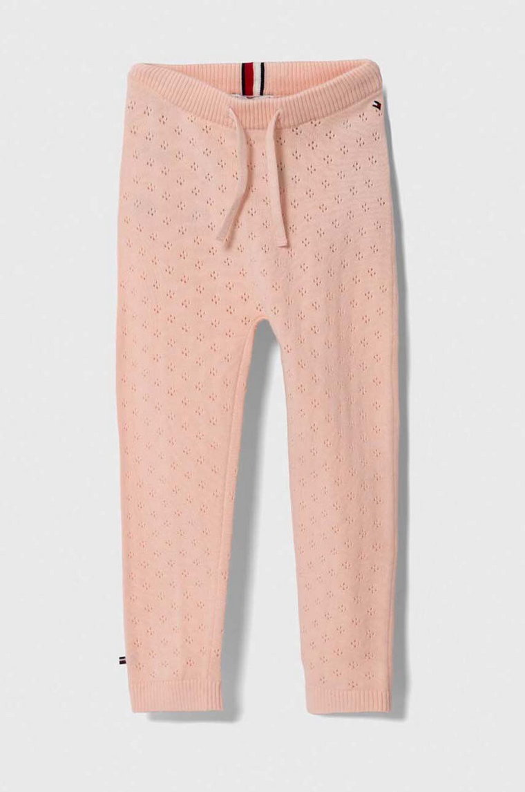 Tommy Hilfiger spodnie dresowe bawełniane niemowlęce kolor różowy gładkie