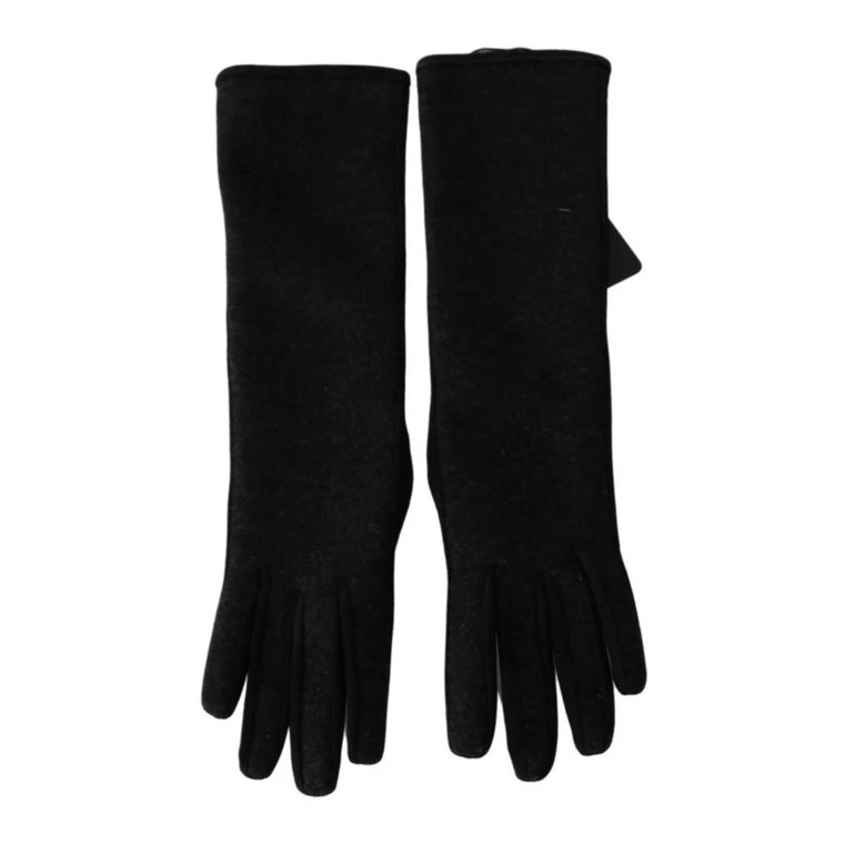 Autentyczne Rękawiczki w Średniej Długości, Czarne/Szare, Wyprodukowane we Włoszech Dolce & Gabbana