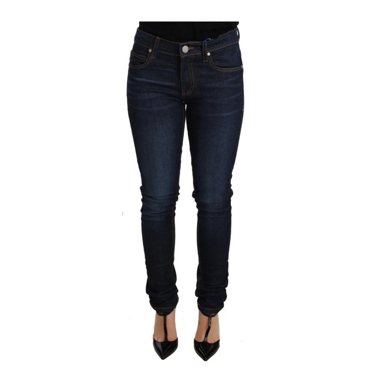 Ciemnoniebieskie Dżinsy Skinny z Niskim Stanem Versace Jeans Couture