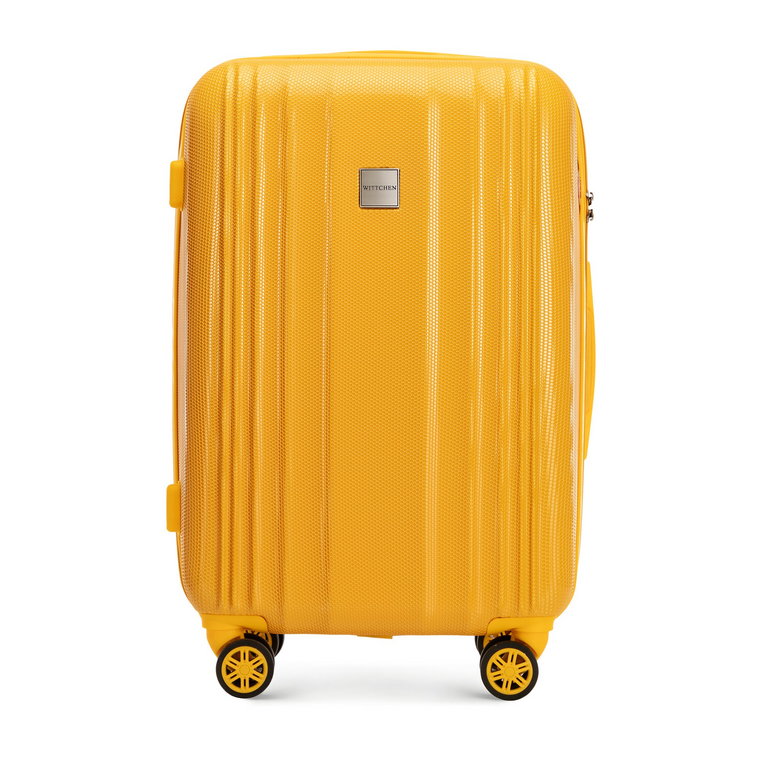 Średnia walizka z polikarbonu tłoczona plaster miodu żółta