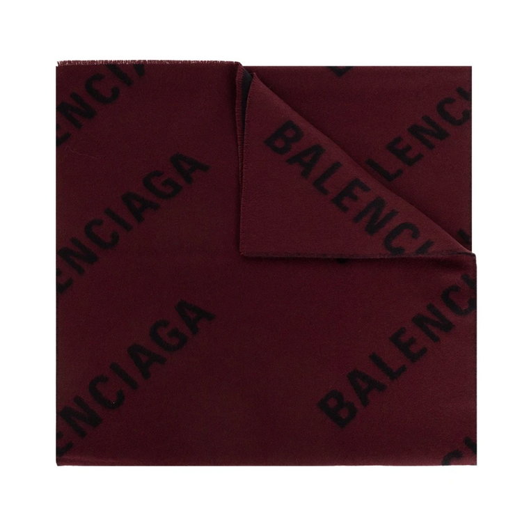 Maroon Wełniany Szal z Logo Balenciaga