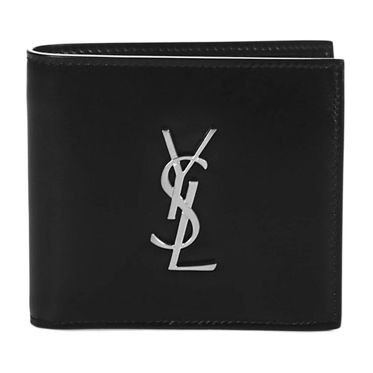 Czarna Skórzana Portmonetka z Monogramem Saint Laurent