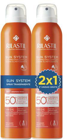 Zestaw Rilastil Sun System Transparent Spray Wet Skin SPF50+ 200 ml x 2szt (8428749851509). Kosmetyki do ochrony przeciwsłonecznej