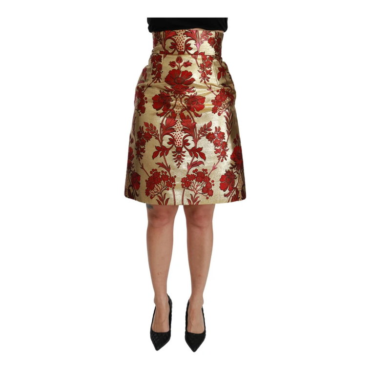 Gold Floral Jacquard High Waist Mini Skirt Dolce & Gabbana