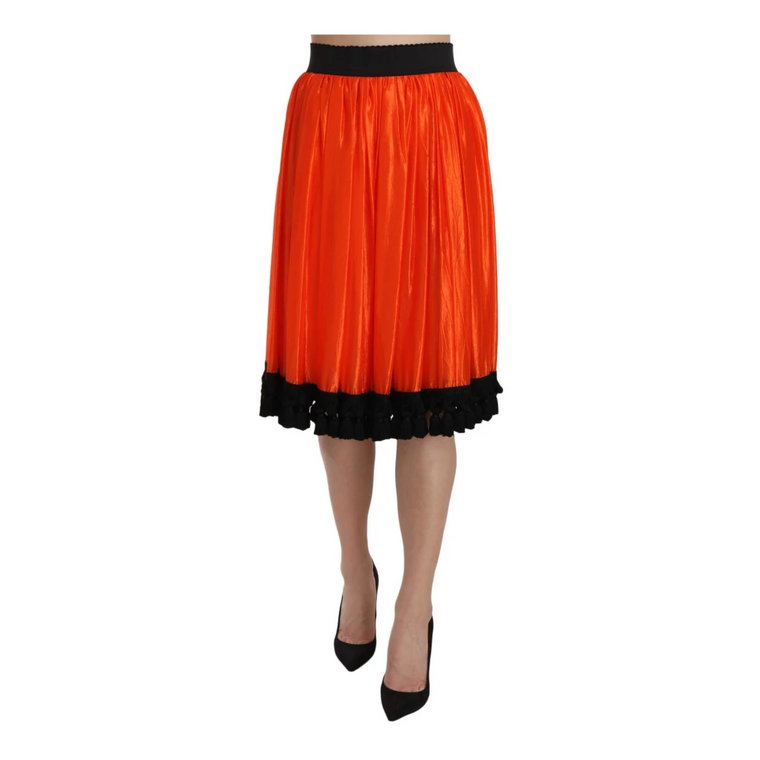 Orange High Waist Knee Length Skirt Dolce & Gabbana