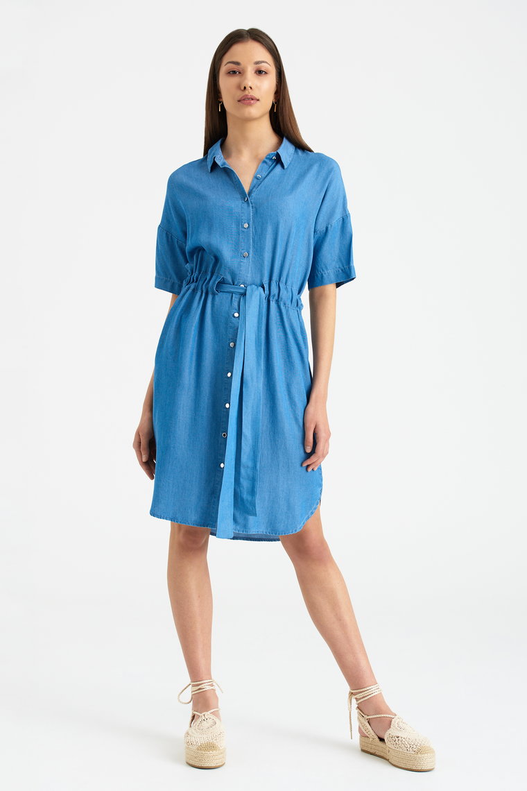 Casual&#039;owa sukienka z lyocell&#039;u, niebieska