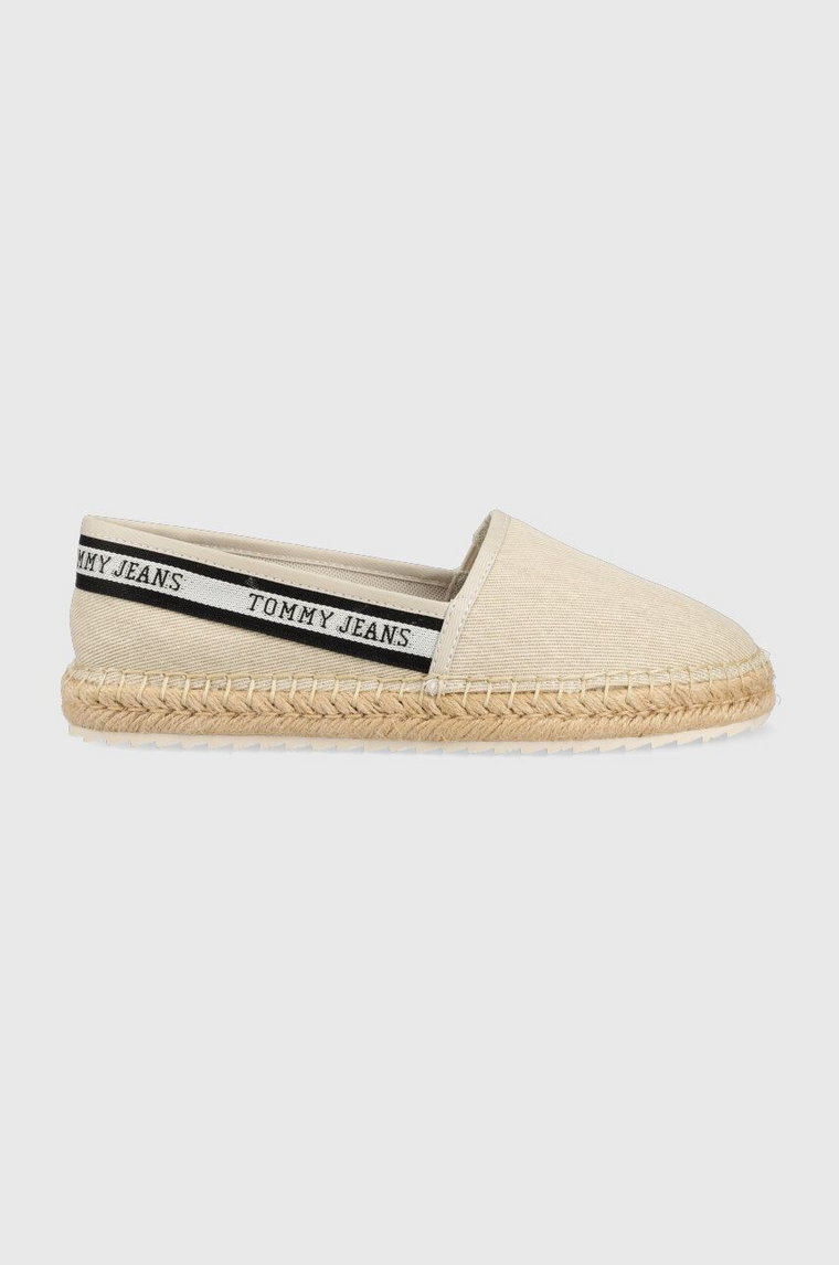 Tommy Jeans espadryle TJW FLATFORM WEBBING kolor beżowy EN0EN02362