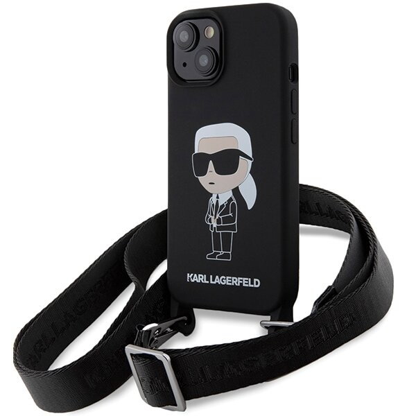 Karl Lagerfeld KLHCP15SSCBSKNK iPhone 15 6.1" hardcase czarny/black Crossbody Silicone Ikonik