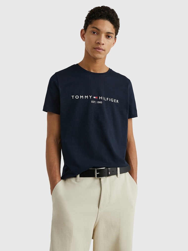 Koszulka męska basic Tommy Hilfiger MW0MW11465-403 S Niebieska (8719858459138). T-shirty męskie