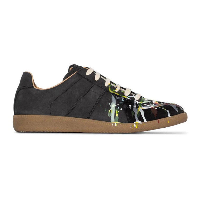 Czarne Replica Sneakers z detalami Splat Maison Margiela