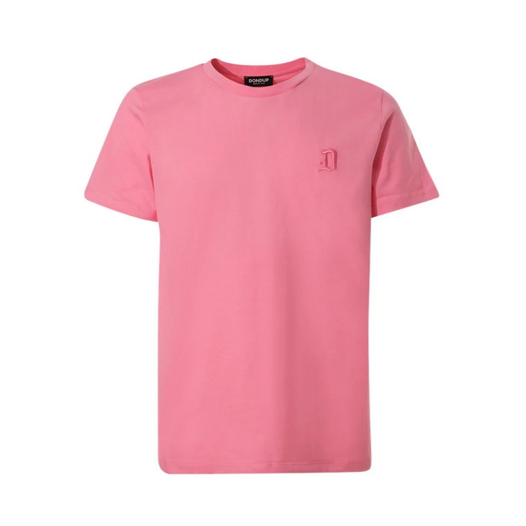 Różowa Koszulka z Logo, Regular Fit Dondup