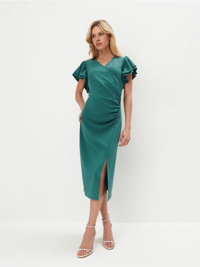 Mohito - Elegancka zielona sukienka midi - miętowy