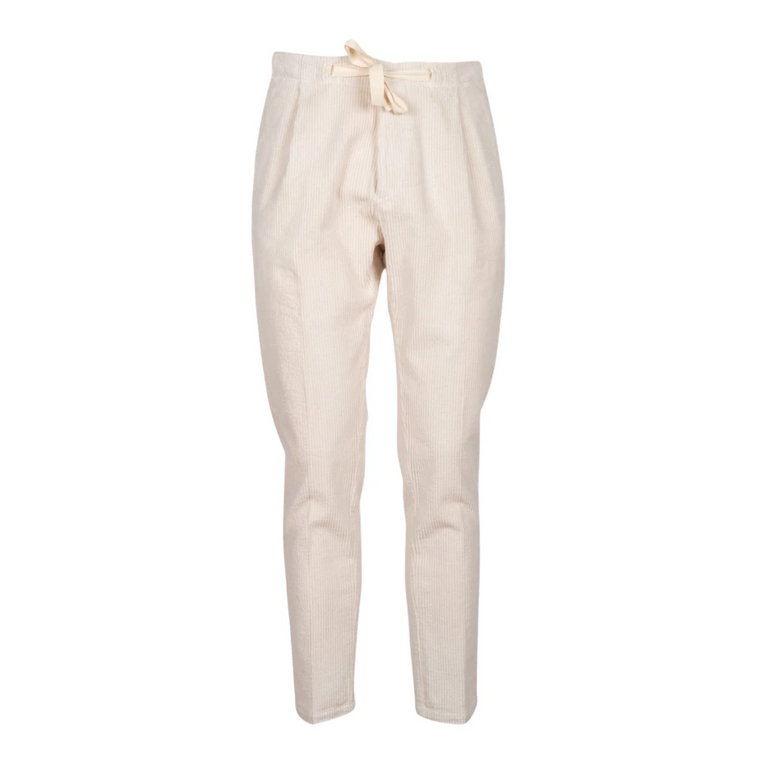 Biała elastyczna bawełniana spodnie z efektem aksamitu Entre amis