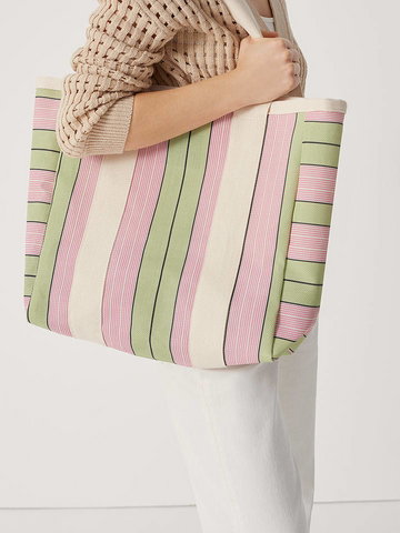 Someday Shopper bag "Birke" w kolorze zielono-jasnoróżowym - 38 x 38 x 15 cm