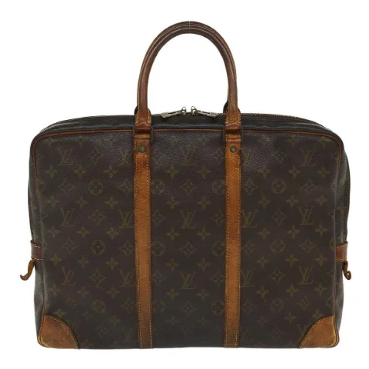 Używany Brązowy Plandeka Louis Vuitton Uchwyt na Dokumenty Podróży Louis Vuitton Vintage