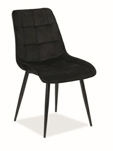 Krzesło Plaid Velvet - czarne/ czarne