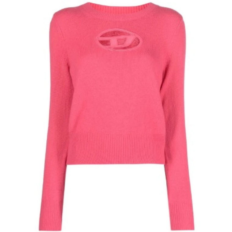 Różowa sweterkowa koszulka polo z flamingiem Diesel