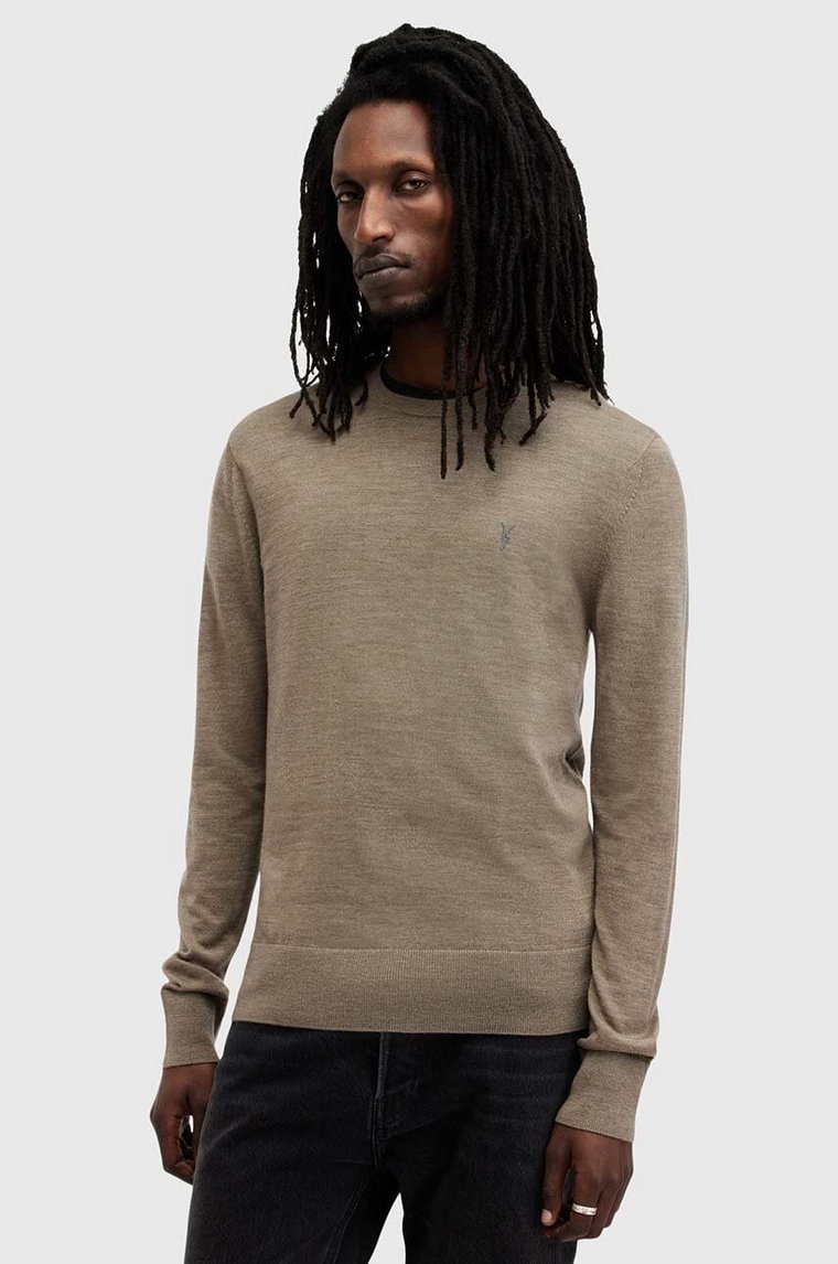 AllSaints sweter wełniany MODE kolor zielony  M002KZ