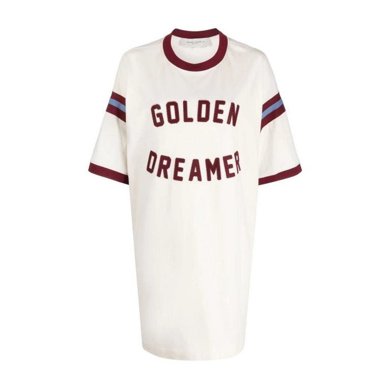 Slogan Appliqué Sukienka T-Shirt Golden Goose