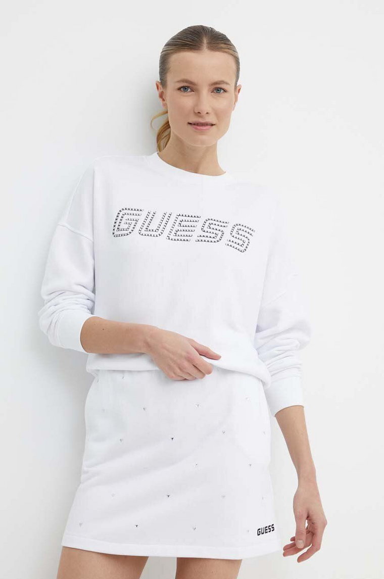 Guess bluza SKYLAR damska kolor biały z aplikacją V4GQ07 K8802