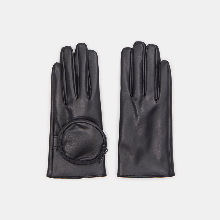 Sinsay - Rękawiczki z imitacji skóry - Czarny
