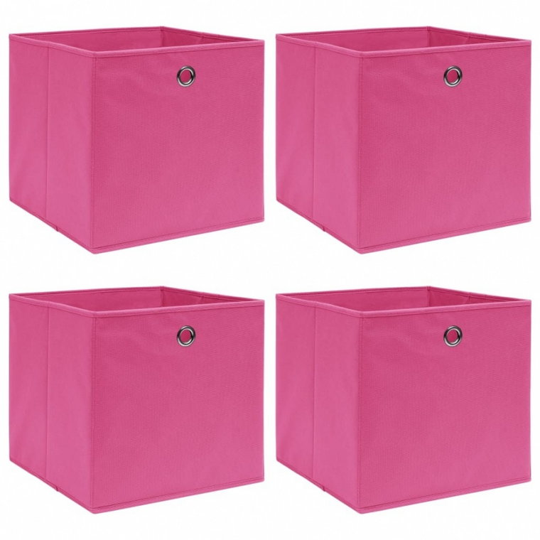 Pudełka, 4 szt., różowe, 32x32x32 cm, tkanina kod: V-288345