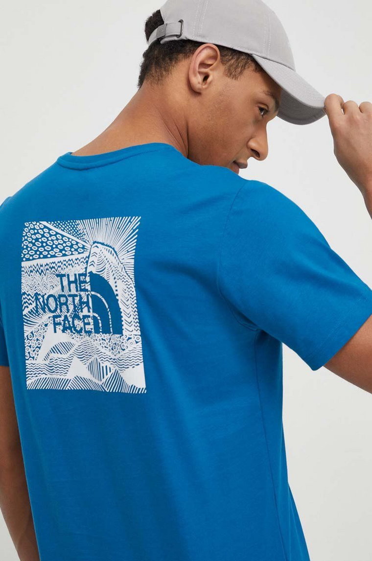 The North Face t-shirt bawełniany męski kolor niebieski z nadrukiem NF0A87NVRBI1