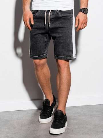 Krótkie spodenki męskie jeansowe W221 - czarne - XXL