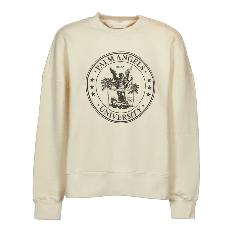 Oversize Sweter z Bawełny w Kolorze Piaskowym Palm Angels