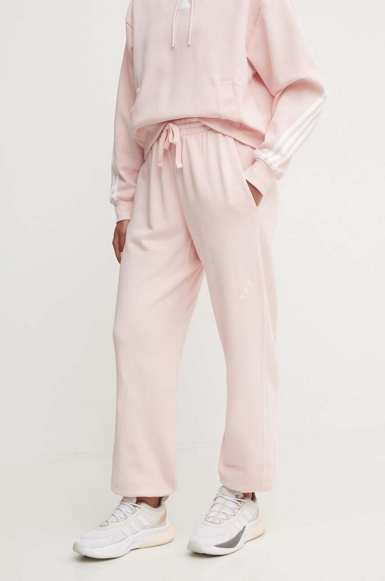 adidas spodnie dresowe bawełniane All SZN kolor różowy gładkie IY6817