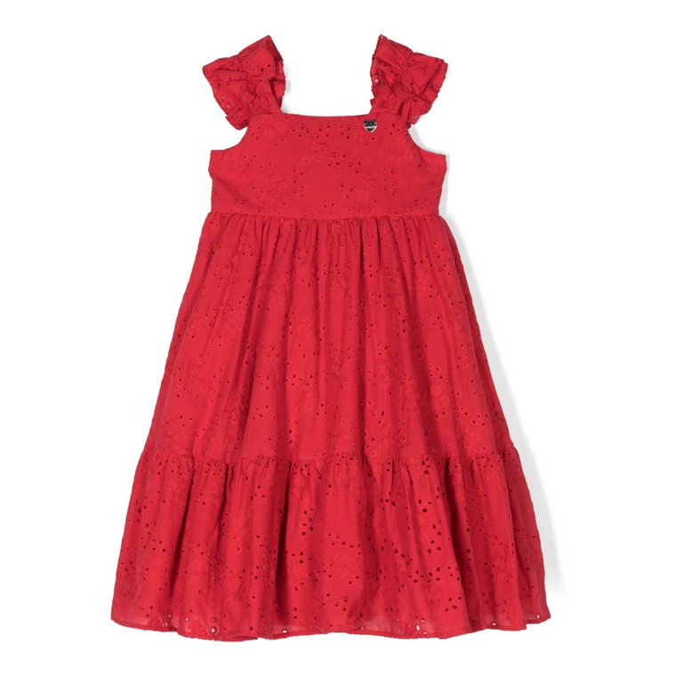 Czerwona Sukienka W Stylu Empire Z Bawełny Monnalisa