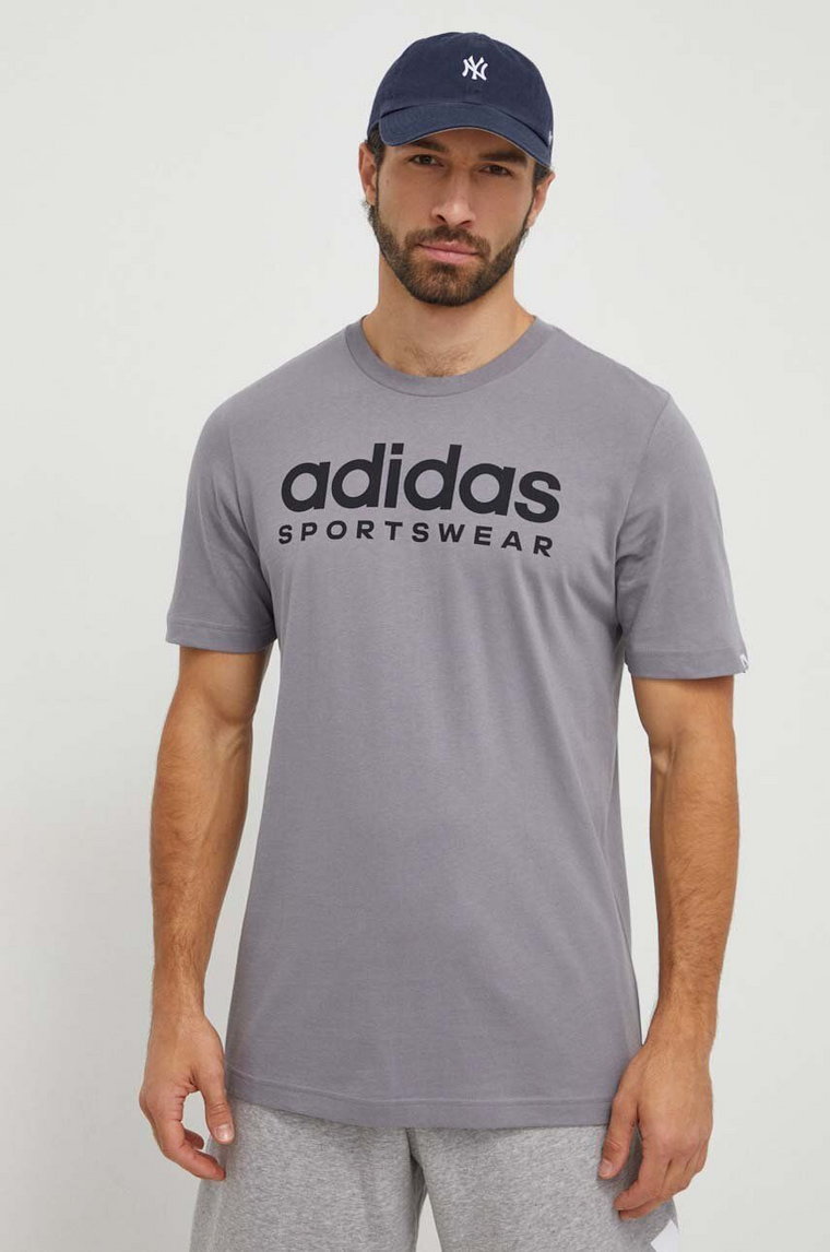 adidas t-shirt bawełniany męski kolor szary z nadrukiem IW8836