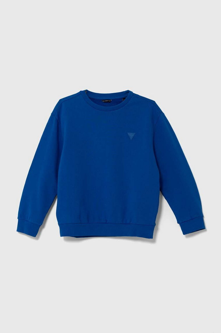 Guess bluza bawełniana dziecięca kolor niebieski z aplikacją L4YQ05 KAD73
