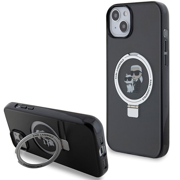Karl Lagerfeld KLHMP15SHMRSKCK iPhone 15 6.1" czarny/black hardcase Ring Stand Karl&Choupettte MagSafe