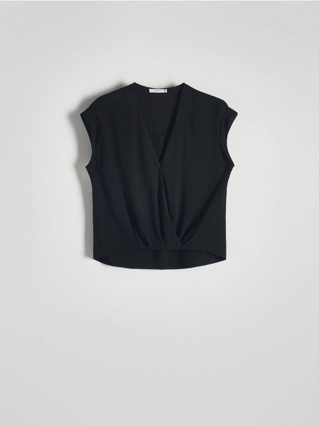 Reserved - Kopertowa bluzka z wiskozy - czarny