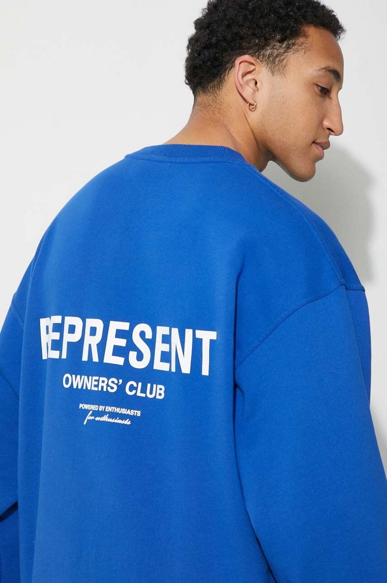 Represent bluza bawełniana Owners Club Sweater męska kolor niebieski z nadrukiem OCM410.109