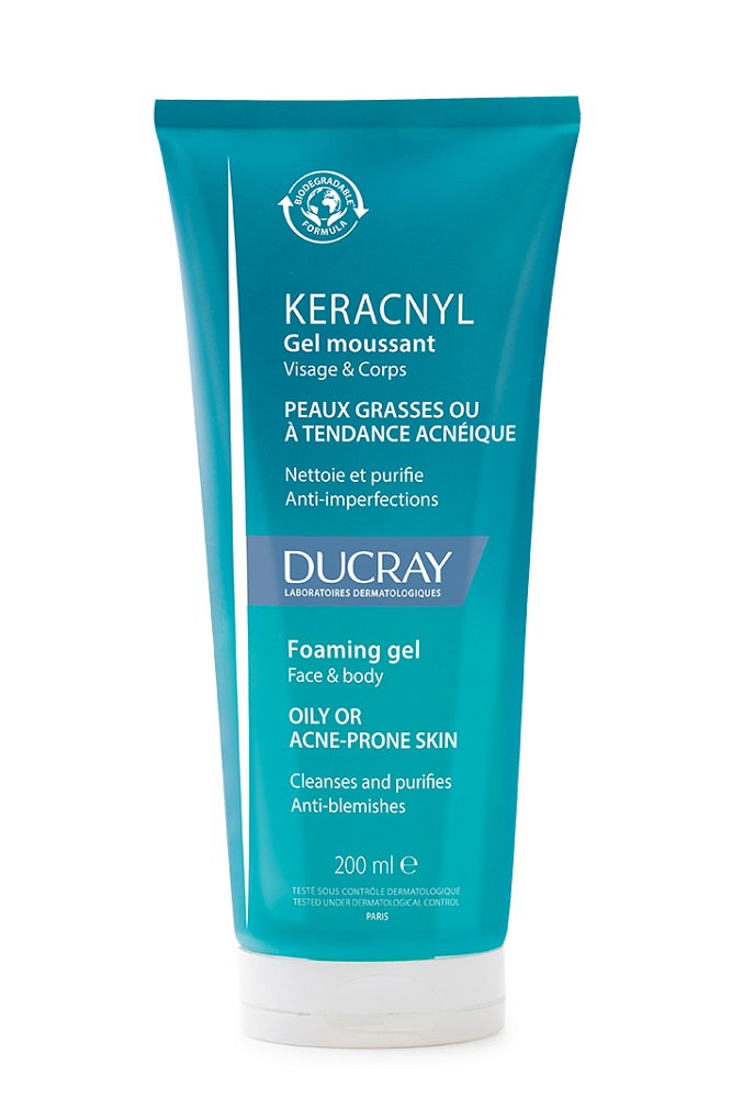 Ducray Keracnyl - oczyszczający żel do twarzy i ciała do skóry skłonnej do trądziku 200ml