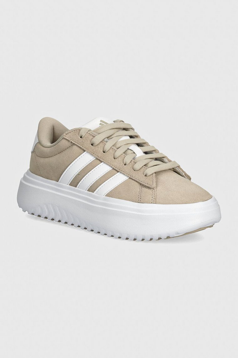 adidas sneakersy zamszowe Grand Court Platform kolor beżowy IH2408