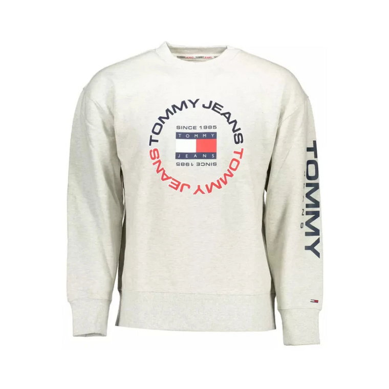 Szara Bawełniana Bluza, Długi Rękaw, Logo Tommy Hilfiger