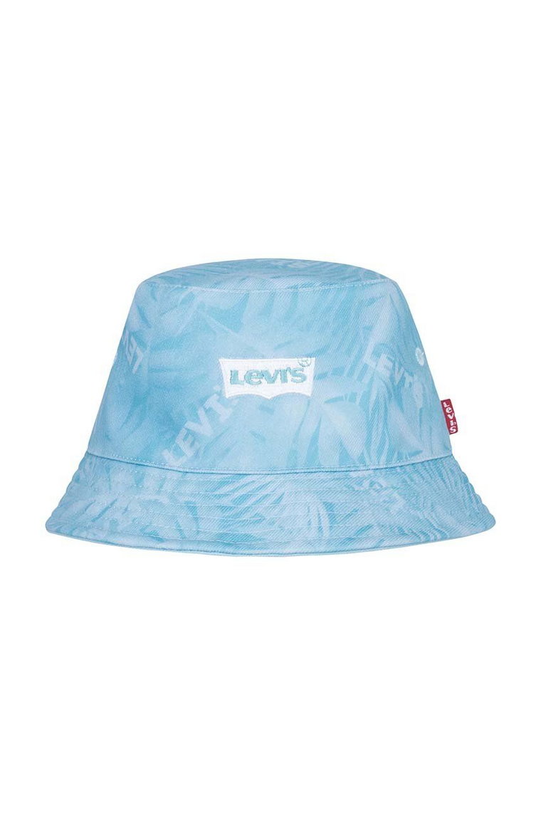 Levi's kapelusz dwustronny bawełniany dziecięcy LAN LEVI'S REVERSIBLE BUCKET C kolor turkusowy