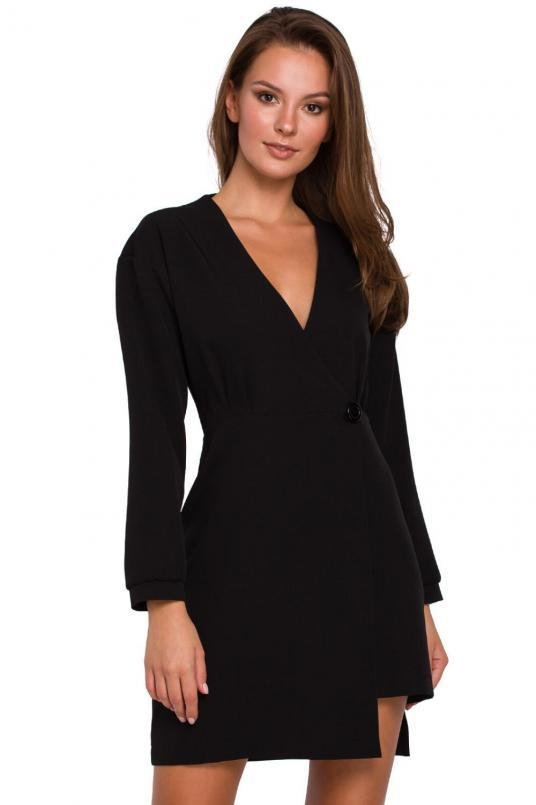 Sukienka elegancka kopertowa asymetryczna mini czarna